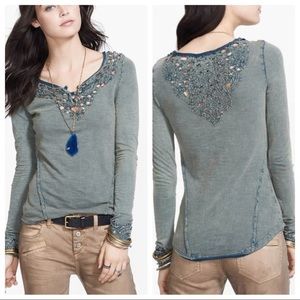 Free People Luna Cut Out Embroidered Top